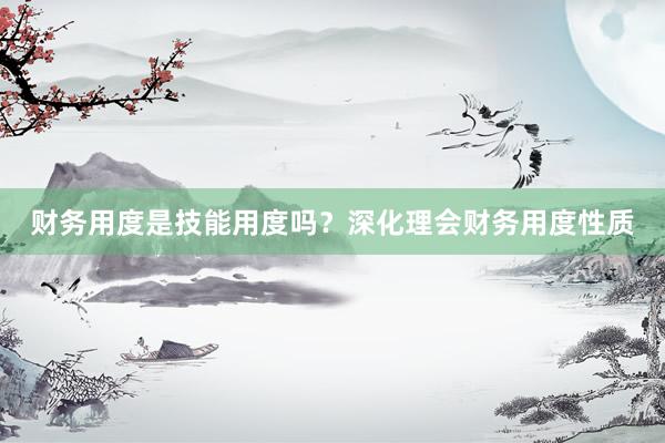 财务用度是技能用度吗？深化理会财务用度性质
